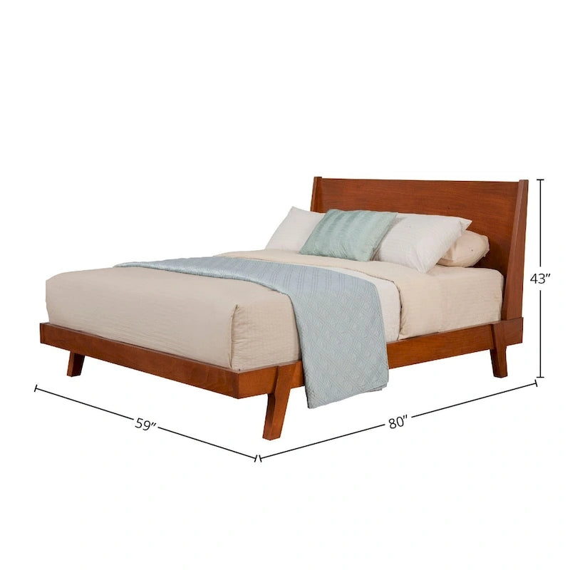 Alpine Furniture Dakota Wood Platform Bed in Acorn (Brown)
