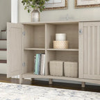 Antique White Storage Cabinet with Doors - 46.22L x 12.76W x 29.96H - 46.22L x 12.76W x 29.96H