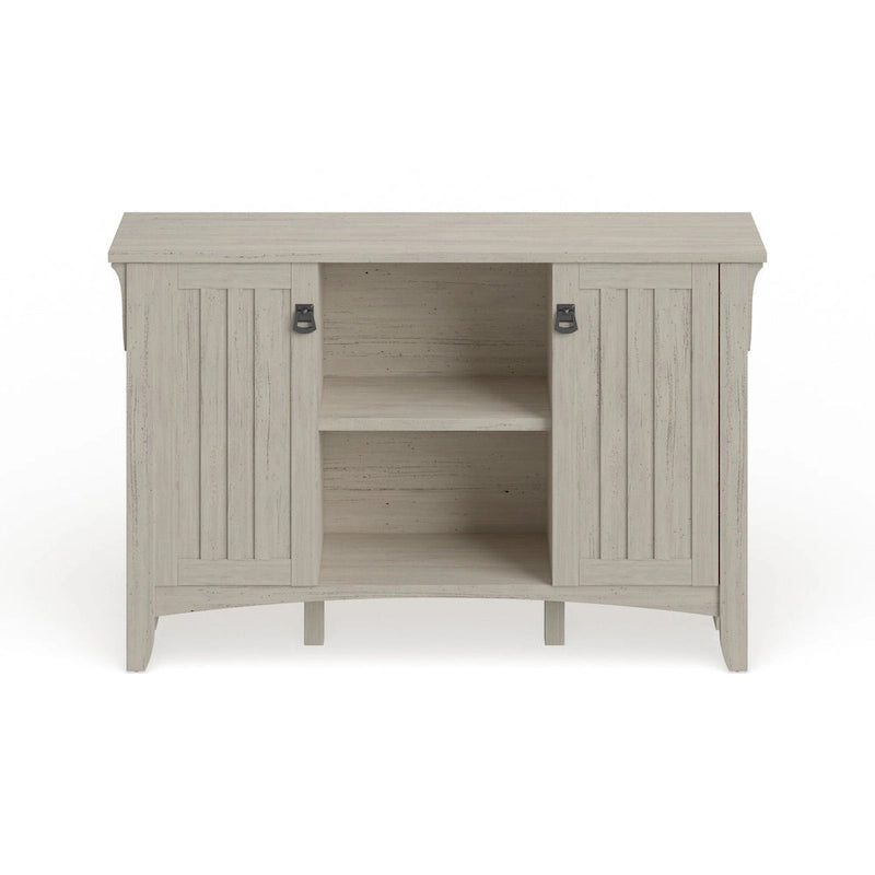 Antique White Storage Cabinet with Doors - 46.22L x 12.76W x 29.96H - 46.22L x 12.76W x 29.96H