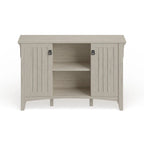 Antique White Storage Cabinet with Doors - 46.22L x 12.76W x 29.96H - 46.22L x 12.76W x 29.96H