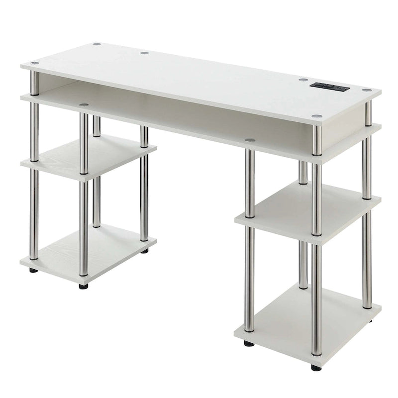 Convenience Concepts Designs2Go No Tools Student Desk with Charging Station and Shelves