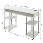 Convenience Concepts Designs2Go No Tools Student Desk with Charging Station and Shelves