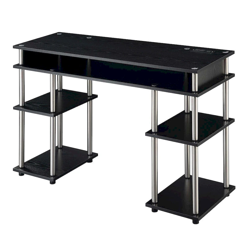 Convenience Concepts Designs2Go No Tools Student Desk with Charging Station and Shelves