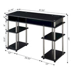Convenience Concepts Designs2Go No Tools Student Desk with Charging Station and Shelves