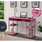 Convenience Concepts Designs2Go No Tools Student Desk with Charging Station and Shelves