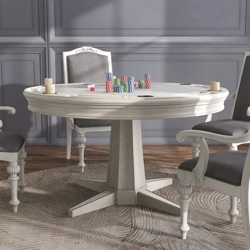 Nami Traditional Antique White 54-inch Wood Round Game Table by Furniture of America