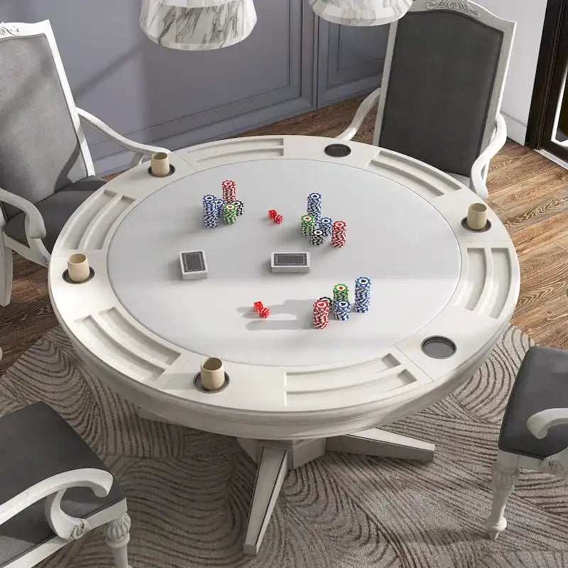 Nami Traditional Antique White 54-inch Wood Round Game Table by Furniture of America
