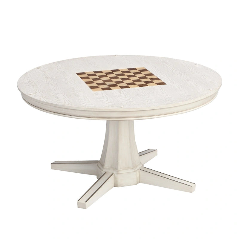 Nami Traditional Antique White 54-inch Wood Round Game Table by Furniture of America