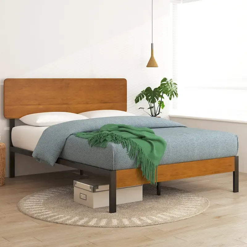 Priage by ZINUS Black Metal Platform Bed Frame