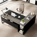 71 inch L Shaped Computer Desk with Cabinet
