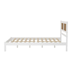 3-Pieces Bedroom Set Queen Size Wooden Platform Bed with Rattan Headboard, 2 Rattan Nightstands Surfaces & 3 Drawers, Black