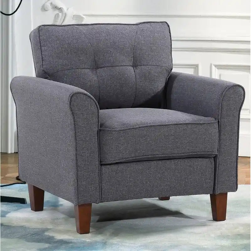 Kouchouk 32.9 Wide Tufted Linen Armchair
