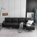 L-Shaped Fabric With Chaise Iron Feet 4 Seats Indoor Modular Sofa - 110