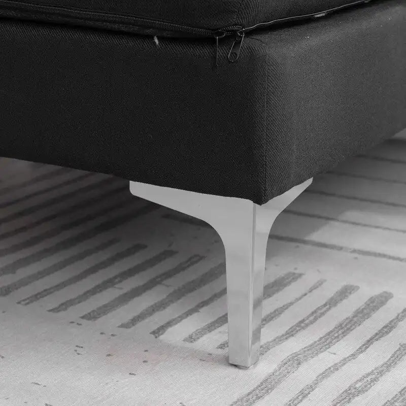 L-Shaped Fabric With Chaise Iron Feet 4 Seats Indoor Modular Sofa - 110