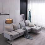 L-Shaped Fabric With Chaise Iron Feet 4 Seats Indoor Modular Sofa - 110