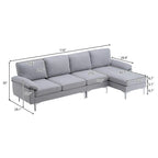 L-Shaped Fabric With Chaise Iron Feet 4 Seats Indoor Modular Sofa - 110