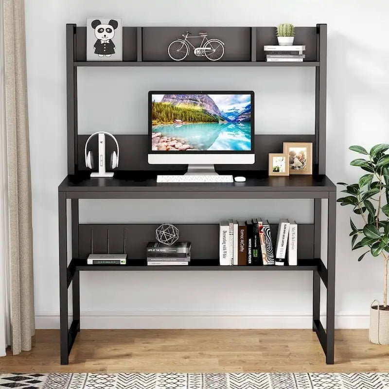 Computer Desk, Home Office Desk Study Desk with Hutch and Shelves