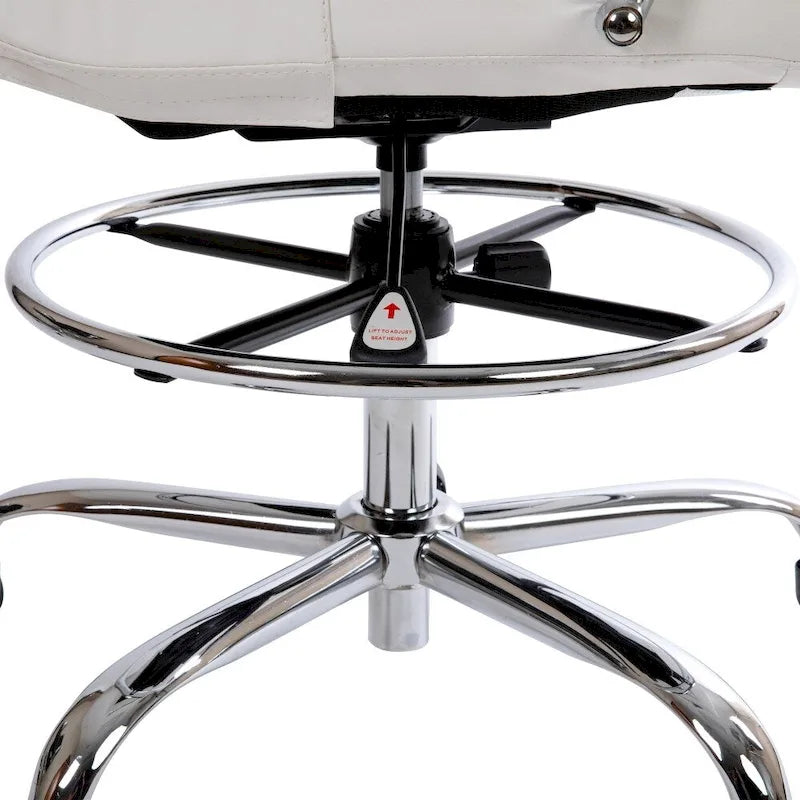 Mid-Back LeatherSoft Drafting Chair with Adjustable Foot Ring and Chrome Base