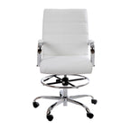 Mid-Back LeatherSoft Drafting Chair with Adjustable Foot Ring and Chrome Base