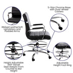 Mid-Back LeatherSoft Drafting Chair with Adjustable Foot Ring and Chrome Base