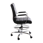 Mid-Back LeatherSoft Drafting Chair with Adjustable Foot Ring and Chrome Base