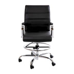 Mid-Back LeatherSoft Drafting Chair with Adjustable Foot Ring and Chrome Base