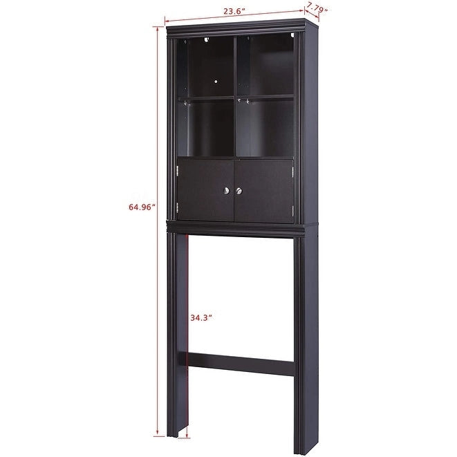 Spirich Home Bathroom Shelf Over The Toilet with 4 Cubbies, Bathroom Cabinet Organizer Over Toilet, Space Saver Cabinet Storage
