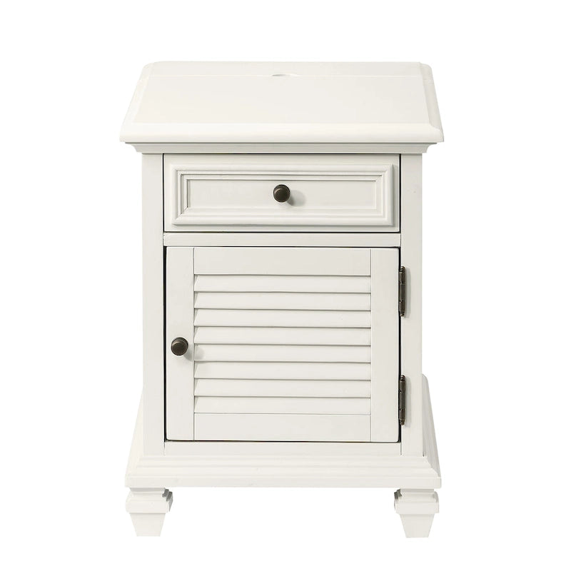 Steve Silver Castana Modern Farmhouse Soft White Side Table with USB
