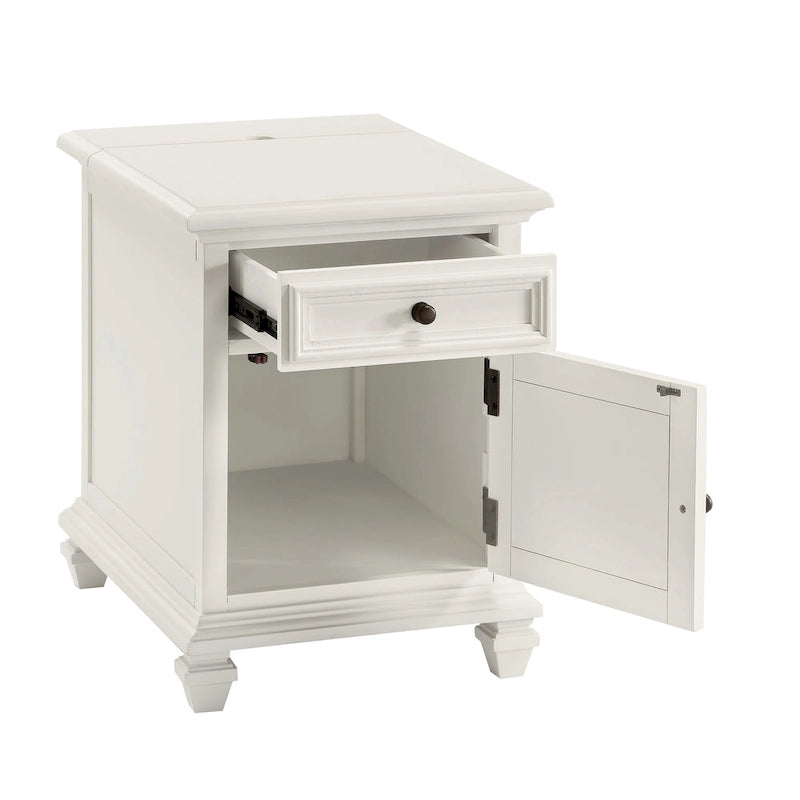 Steve Silver Castana Modern Farmhouse Soft White Side Table with USB