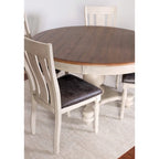 Roundhill Furniture Arch Weathered Oak 5-Piece Dining Set, Round Table with 4 Chairs