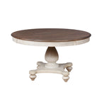 Roundhill Furniture Arch Weathered Oak 5-Piece Dining Set, Round Table with 4 Chairs