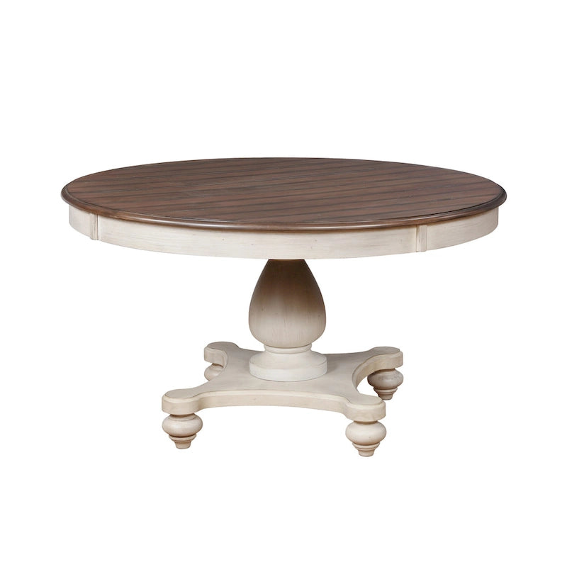 Roundhill Furniture Arch Weathered Oak 5-Piece Dining Set, Round Table with 4 Chairs