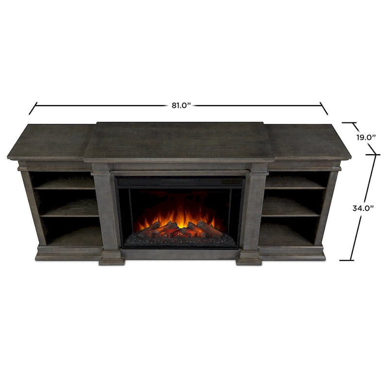 Eliot 81 Grand Antique Grey TV Stand Electric Fireplace by Real Flame