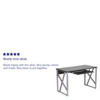 Computer Desk with Pull-Out Keyboard Tray and Cross-Brace Frame