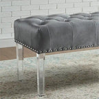 Roundhill Furniture Valley Button tufted Velvet Upholstered Bench with Acrylic Leg