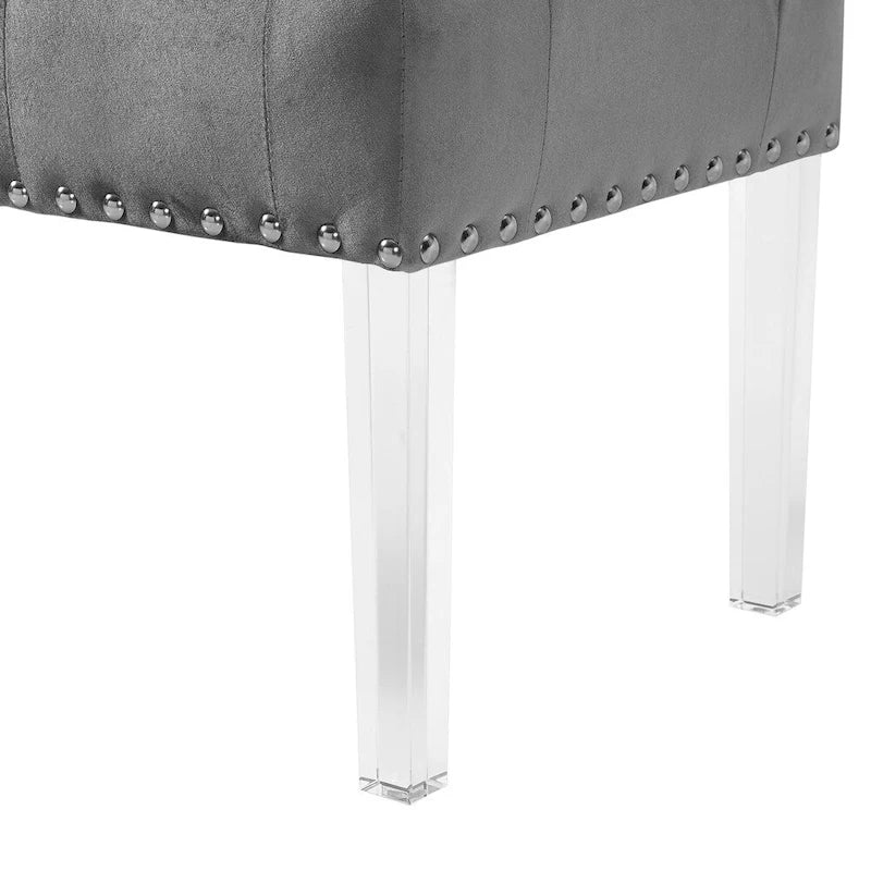Roundhill Furniture Valley Button tufted Velvet Upholstered Bench with Acrylic Leg