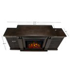 Calie 67 Electric TV Stand Fireplace in Dark Walnut by Real Flame - 67L x 18W x 30.5H