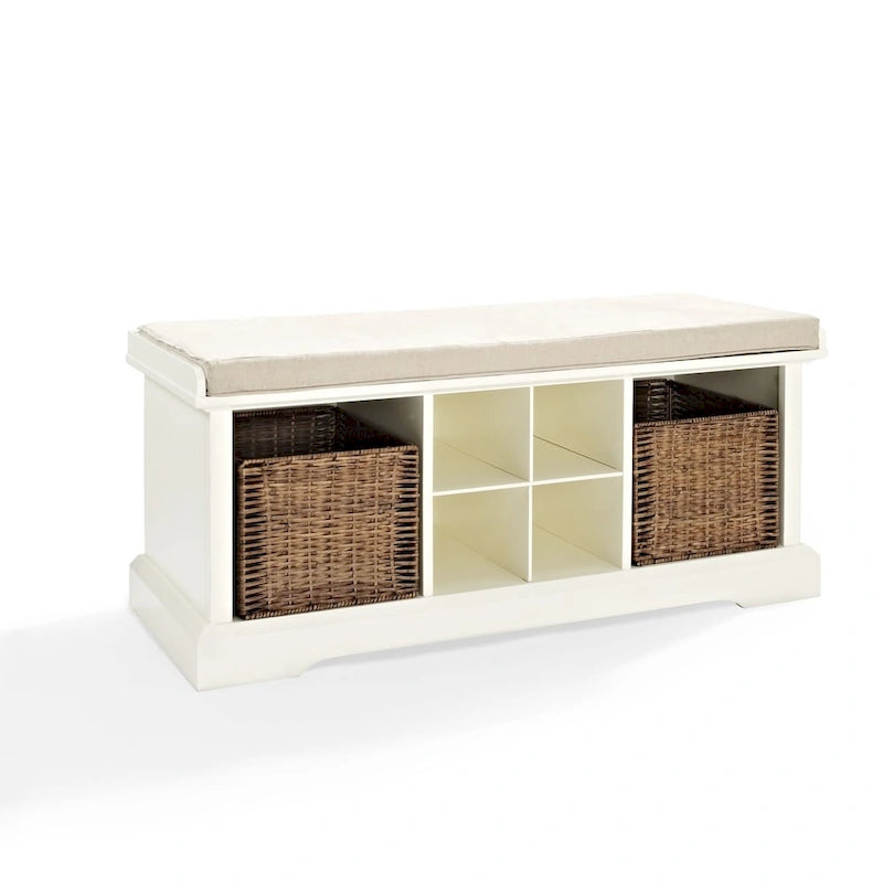 Crosley Brennan White Wood Entryway Storage Bench