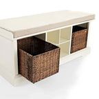 Crosley Brennan White Wood Entryway Storage Bench