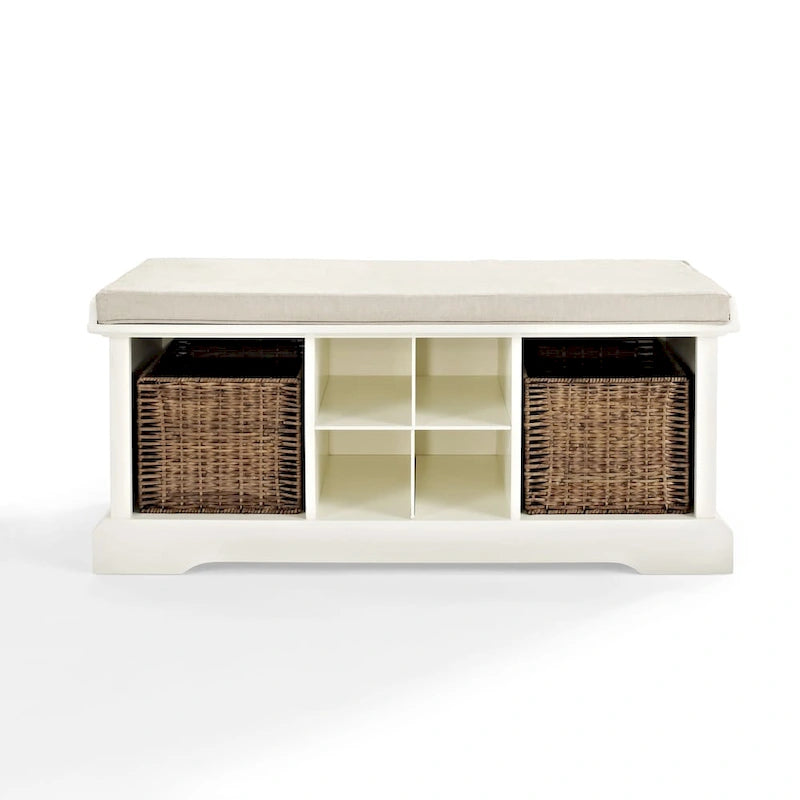 Crosley Brennan White Wood Entryway Storage Bench
