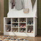 Coat Rack and Storage Bench Hall Tree with Shoe Rack for Entryway