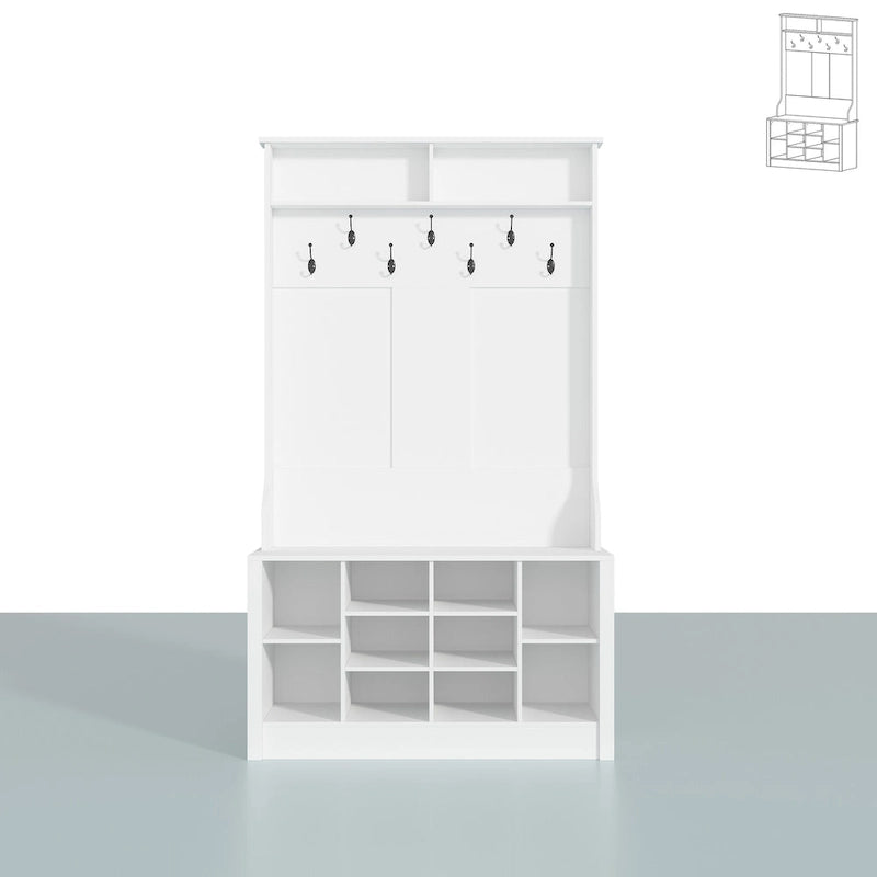 Coat Rack and Storage Bench Hall Tree with Shoe Rack for Entryway