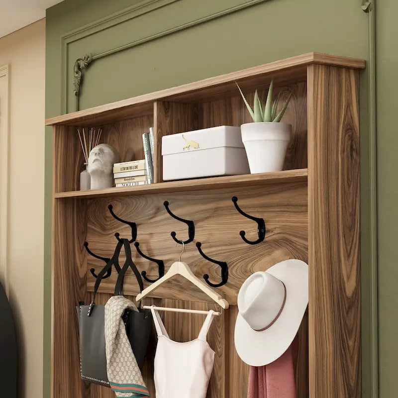 Coat Rack and Storage Bench Hall Tree with Shoe Rack for Entryway