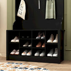 Coat Rack and Storage Bench Hall Tree with Shoe Rack for Entryway
