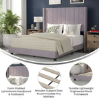 Upholstered Platform Bed with Wingback Headboard