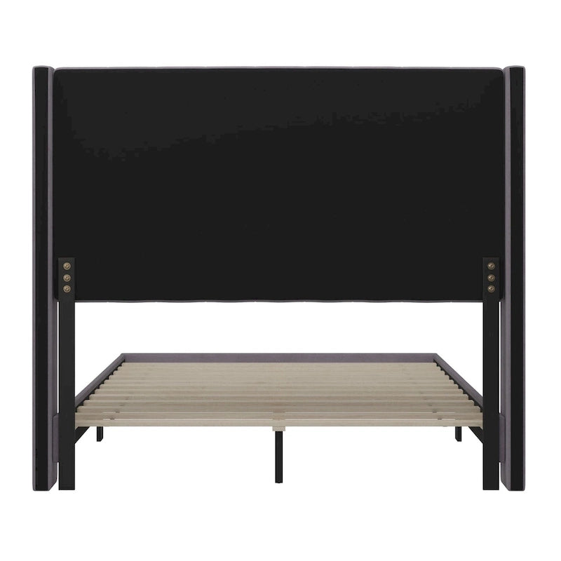 Upholstered Platform Bed with Wingback Headboard