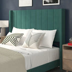 Upholstered Platform Bed with Wingback Headboard