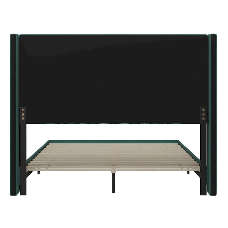 Upholstered Platform Bed with Wingback Headboard