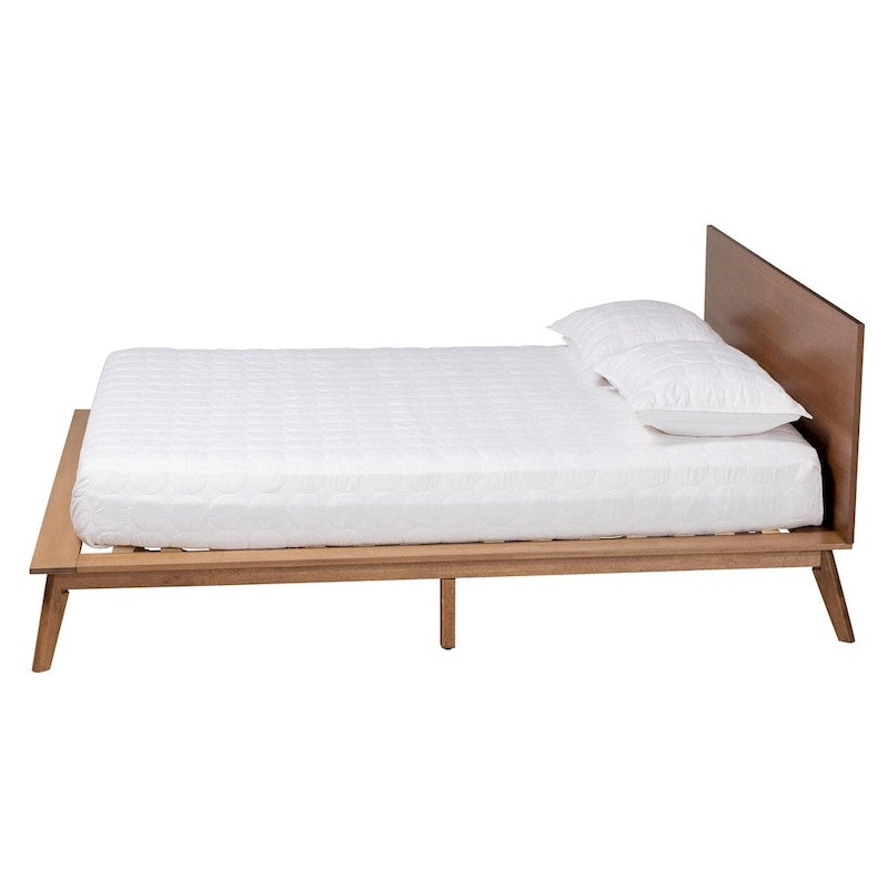 Wheatley Mid-Century Modern Walnut Brown Finished Wood Platform Bed