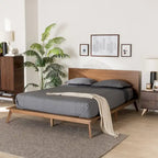 Wheatley Mid-Century Modern Walnut Brown Finished Wood Platform Bed